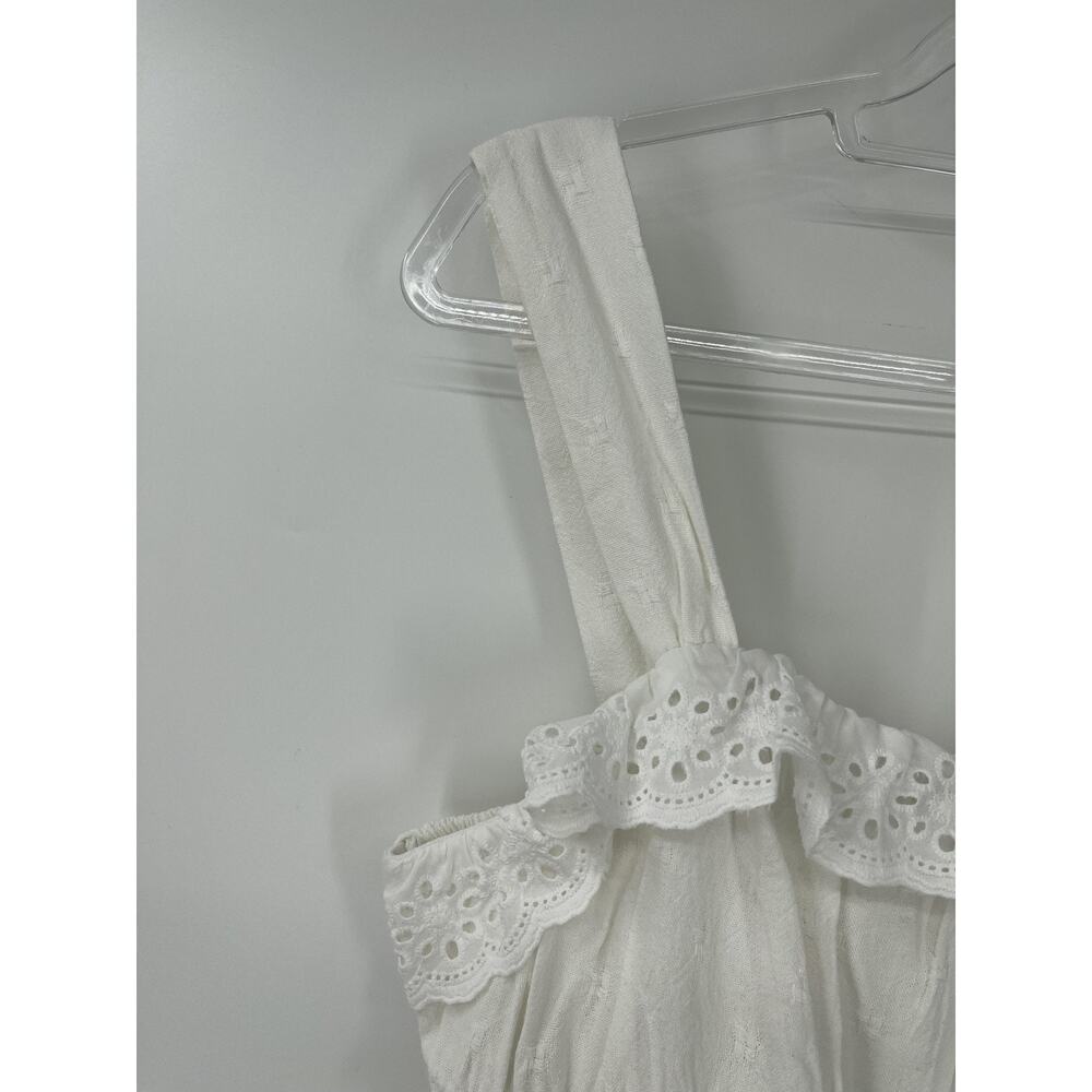 Sienna Sky Tank Top White Tiered Ruffle Eyelet Smocked Cropped Top Juniors XL - Picture 11 of 11